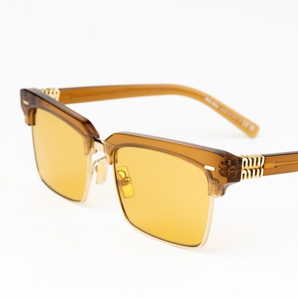 NEW Miu Miu MU10ZS 15T0B7 Caramel Trasparent Yelllow Square Unisex Sunglasses - Picture 9 of 12